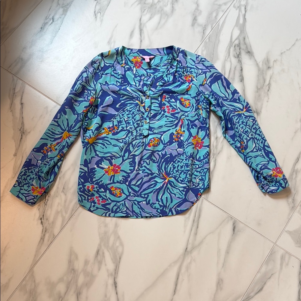 Lilly Pulitzer Mai Tai Silk Blouse